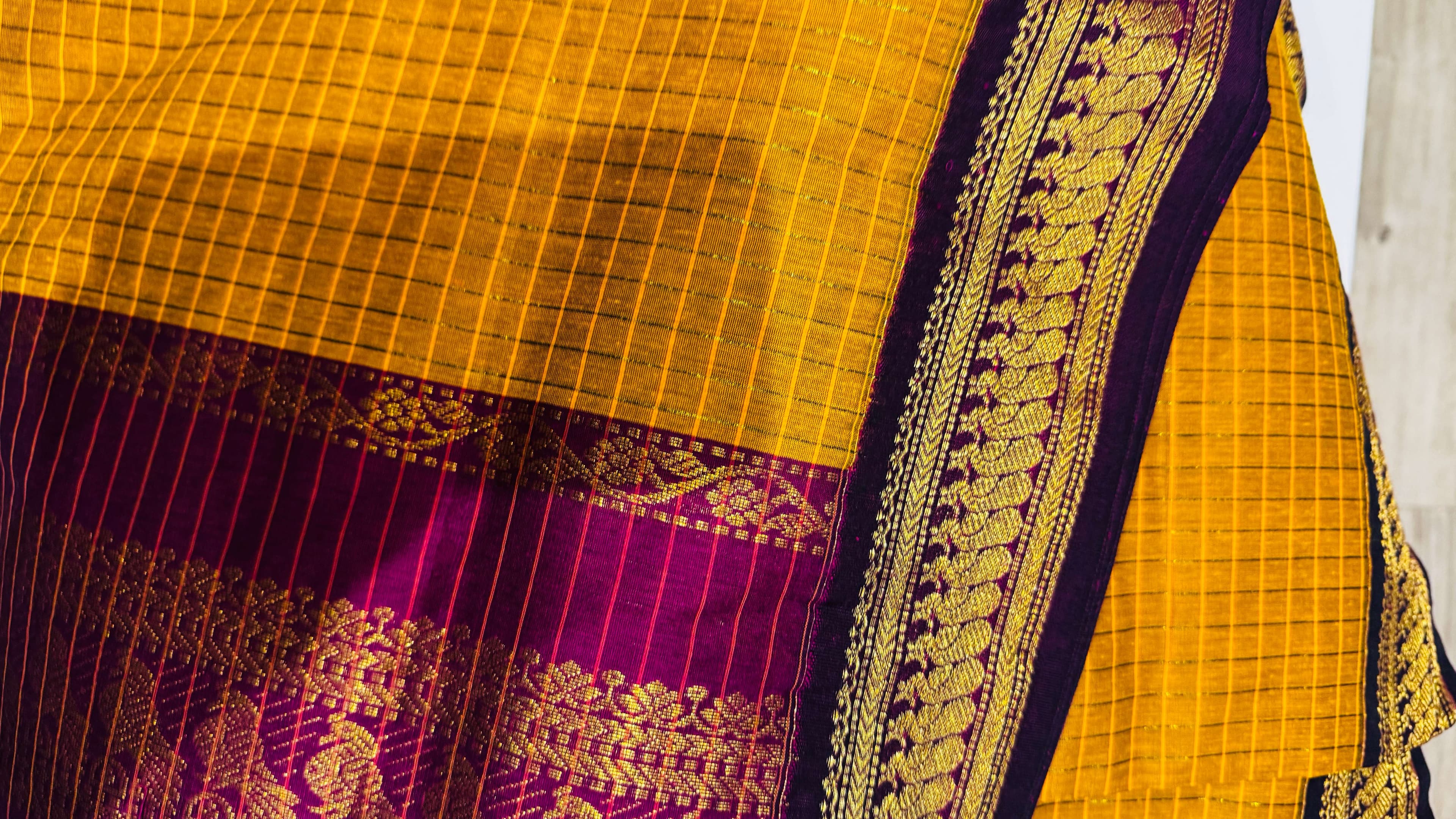 Kalyani Cotton - Mustard Purple
